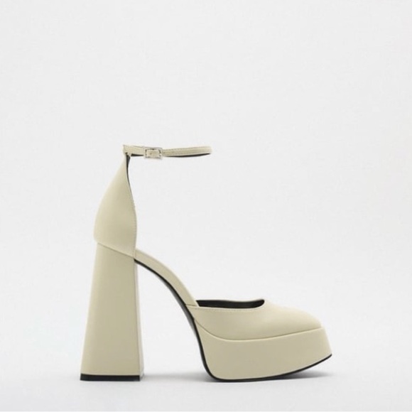 Zara White Block Heel Women's Shoes - Picture 2 of 6